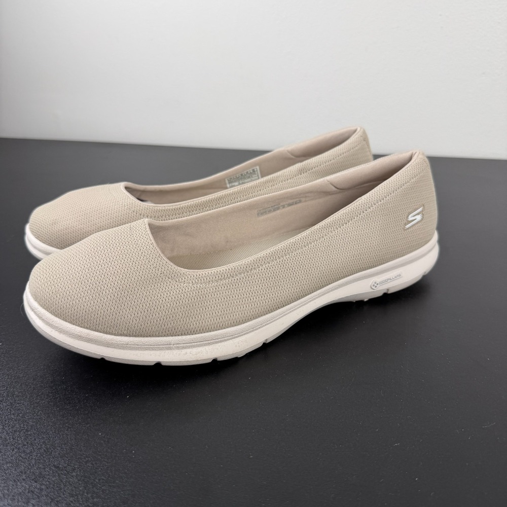 Skechers Goga Mat Pillar Slip On Shoes Women's 10 Taupe Casual Walking Comfort